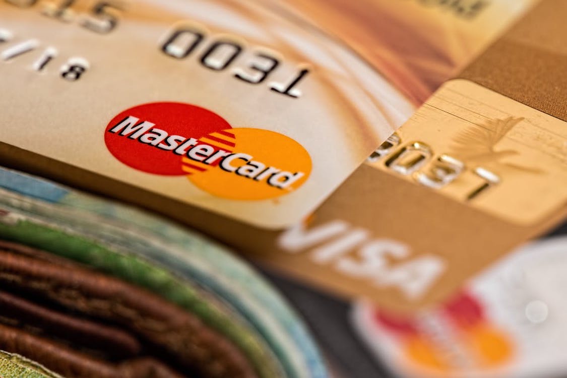 Close-up-shot-of-a-mastercard-and-visa-card