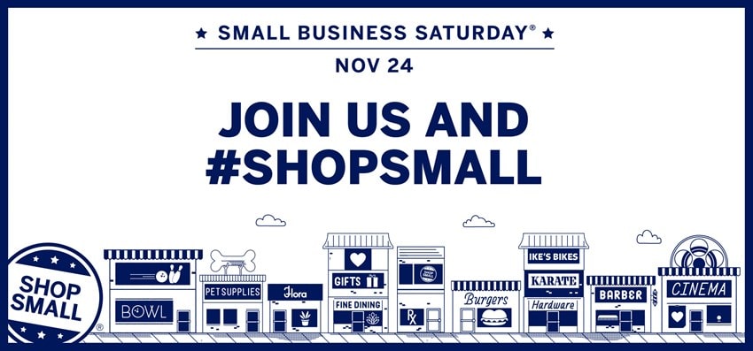 Graphic about Small Business Saturday holiday on November 24th